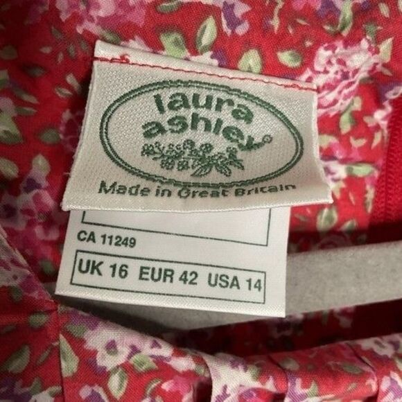 VTG Laura Ashley Cottagecore Floral Puff Sleeve Prairie Maxi Dress Women Size 14 - Picture 2 of 10
